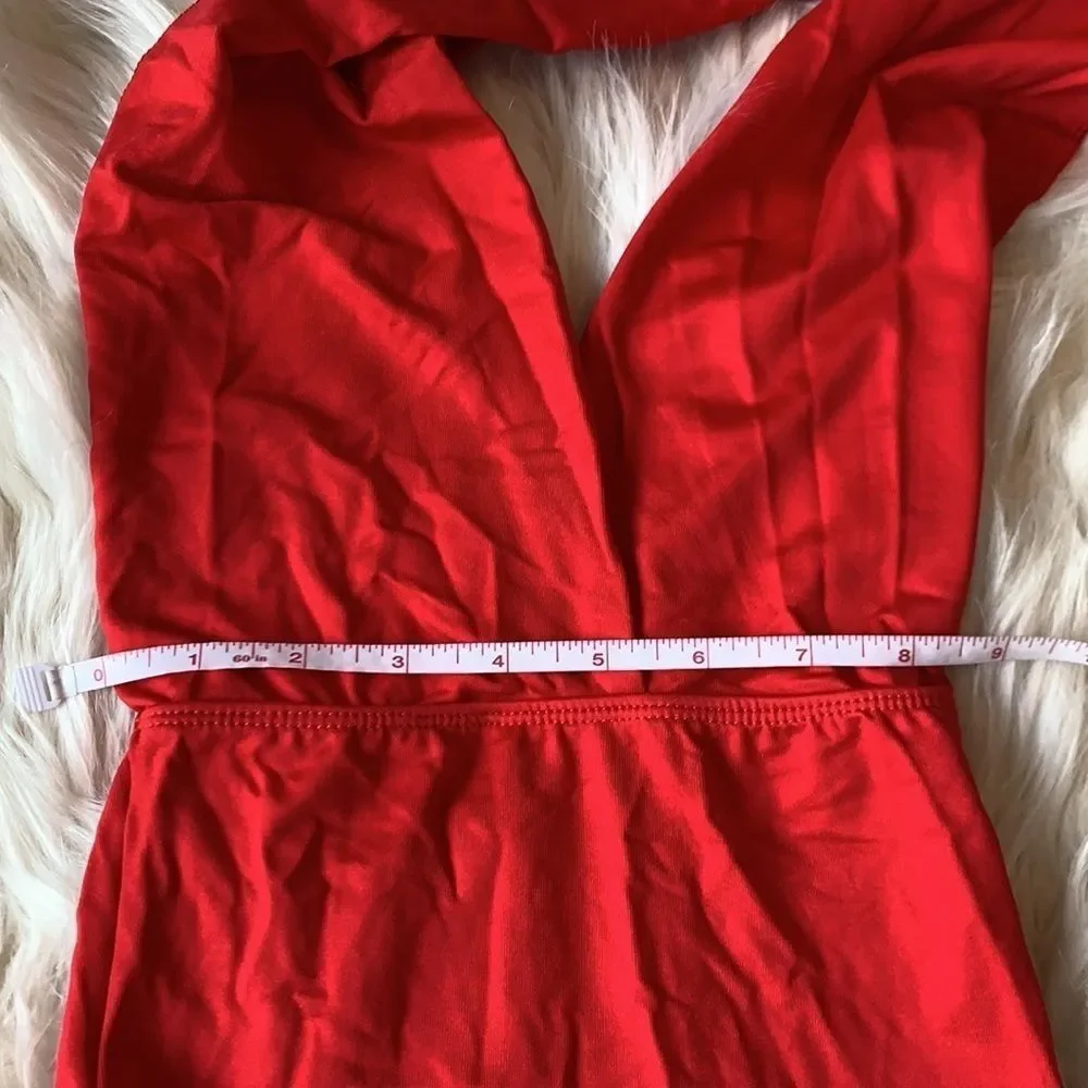 MotionWear Red Plunge Dress Medium Child 8-10